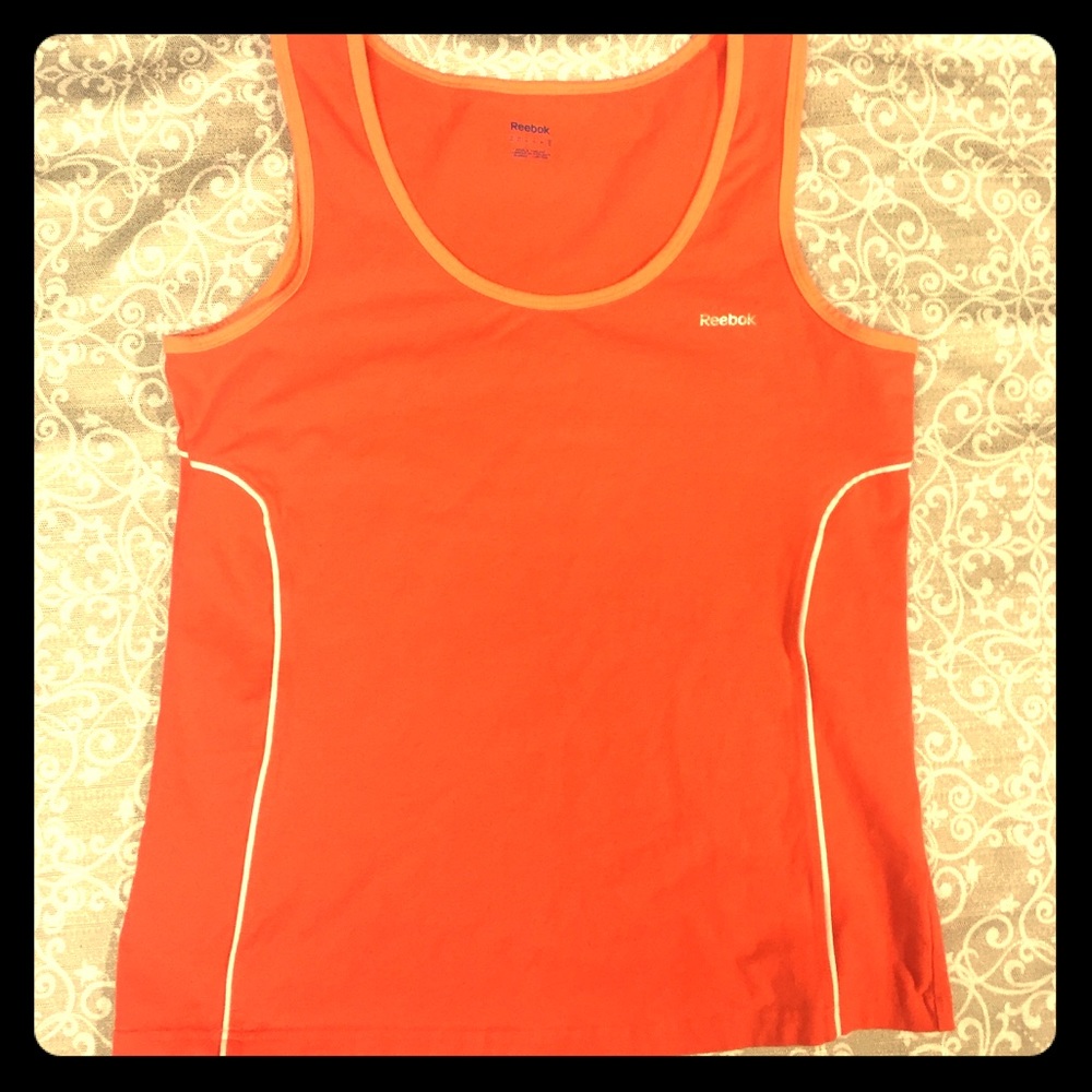 Reebok Orange & White Athletic/Workout Tank Top XL